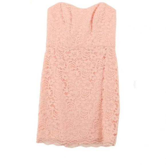David's Bridal Pink Dress Strapless Short Lace  Womens Size 10 - Picture 2 of 13